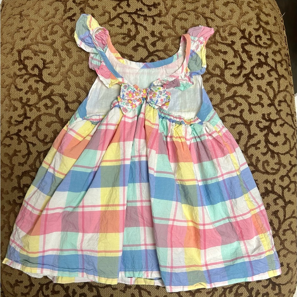 Tommy Bahama Girls Size 7 Pastel Plaid Dress Bow Back Spring Easter Coastal - Picture 5 of 7